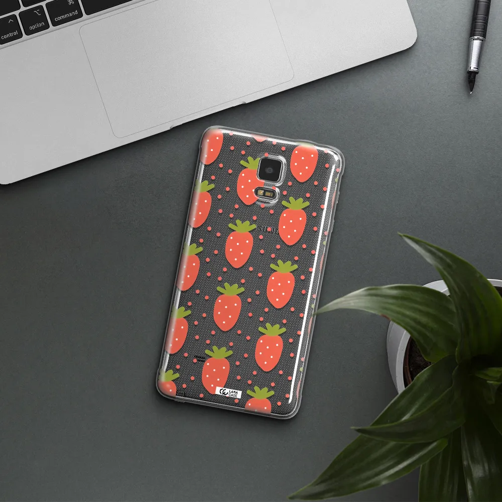 a pattern of strawberries on a white background Samsung Note 4 Clear TPU Case