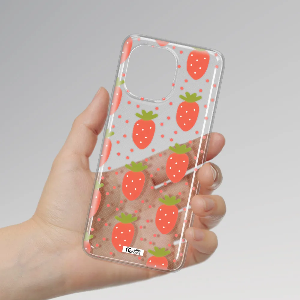 a pattern of strawberries on a white background Xiaomi Mi 11 Clear TPU Case