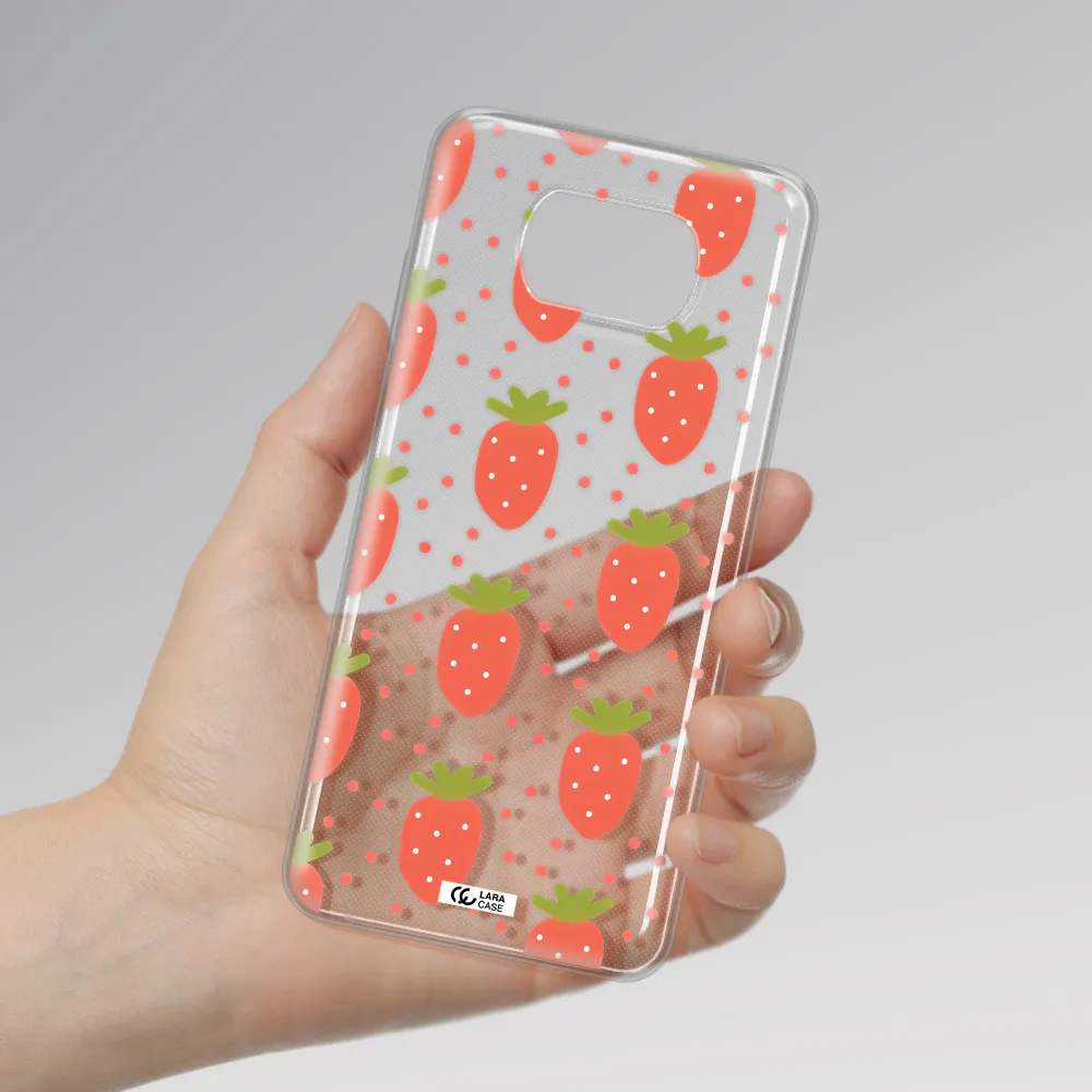 a pattern of strawberries on a white background Xiaomi Poco X3 Clear TPU Case