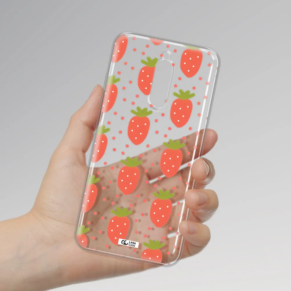 A Pattern Of Strawberries On A White Background Xiaomi Redmi 8 Clear Tpu Case