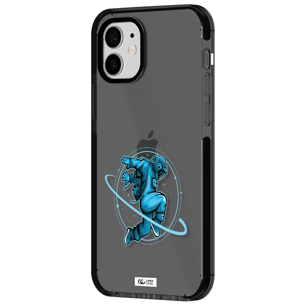 a cartoon of a man skating Apple iPhone 11 impact Smoke Black Case
