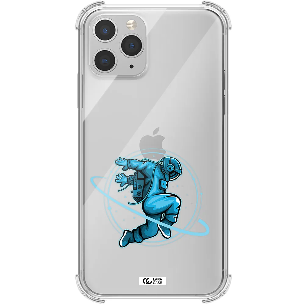 a cartoon of a man skating Apple iPhone 11 pro Clear PC Case