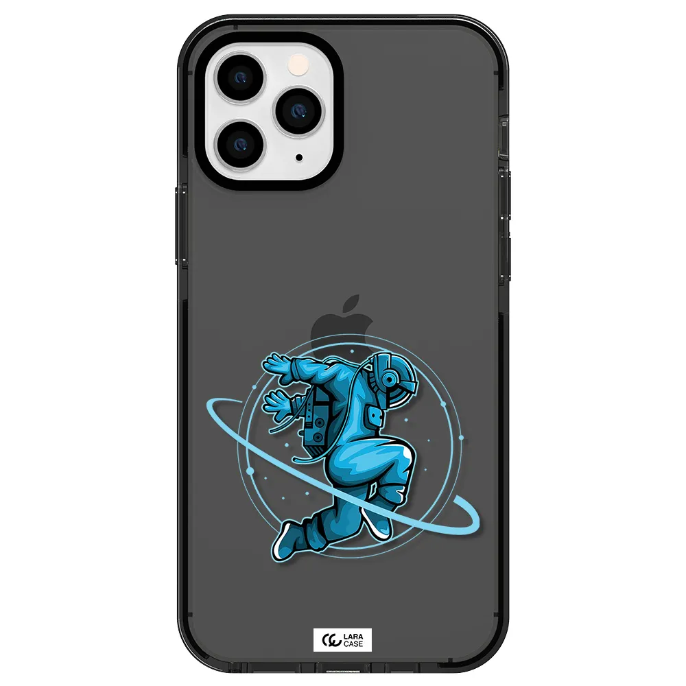 a cartoon of a man skating Apple iPhone 11 pro impact Smoke Black Case