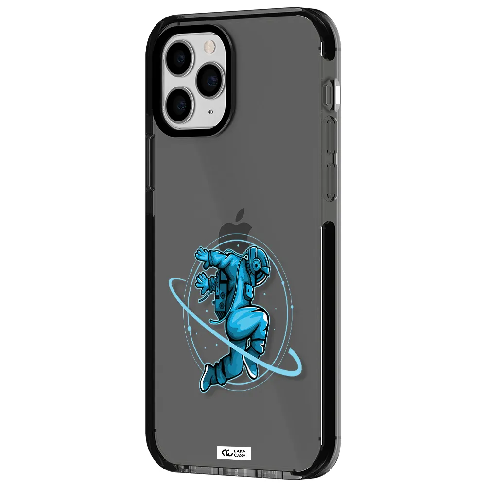a cartoon of a man skating Apple iPhone 11 pro max impact Smoke Black Case