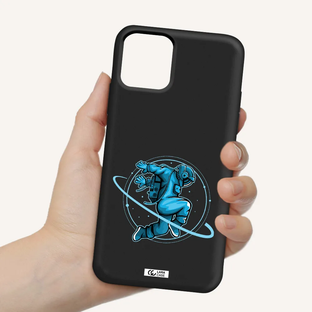 a cartoon of a man skating Apple iPhone 11 pro max Silicone black Case