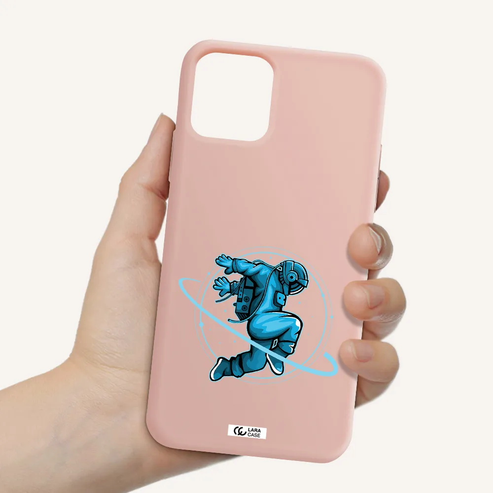 a cartoon of a man skating Apple iPhone 11 pro max Silicone pastel pink Case
