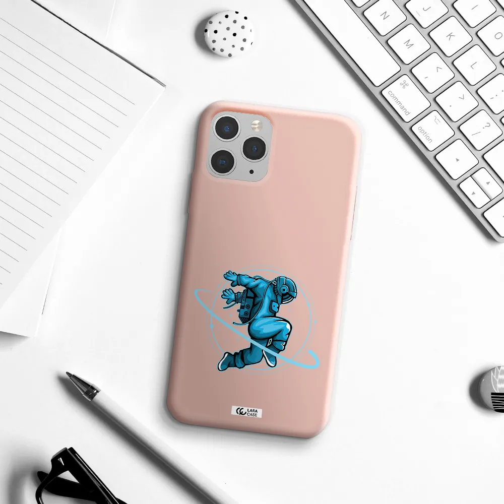 a cartoon of a man skating Apple iPhone 11 pro max Silicone pastel pink Case