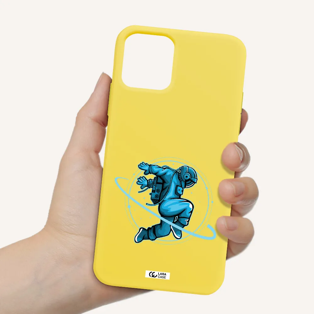 a cartoon of a man skating Apple iPhone 11 pro Silicone canary yellow Case