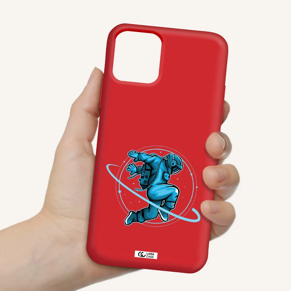 a cartoon of a man skating Apple iPhone 11 pro Silicone Imperial Red Case