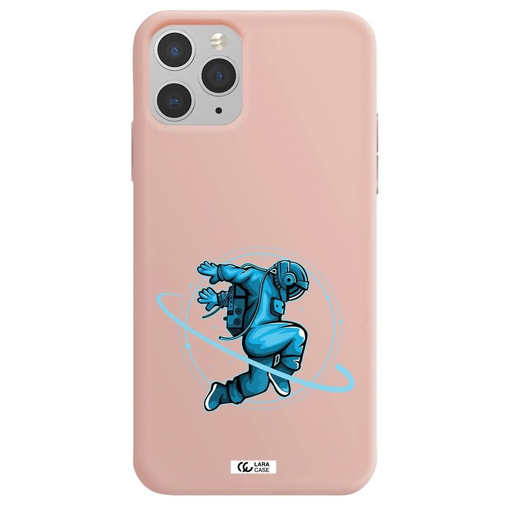 a cartoon of a man skating Apple iPhone 11 pro Silicone pastel pink Case
