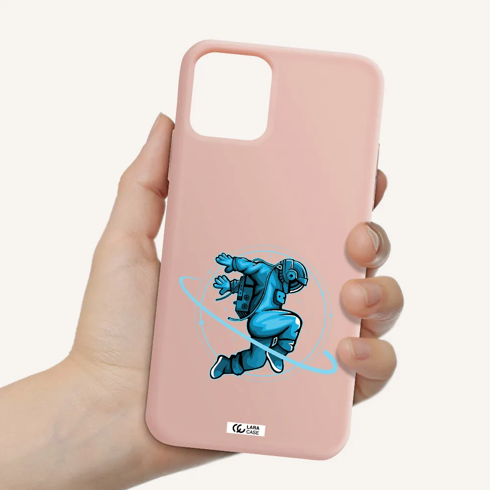 a cartoon of a man skating Apple iPhone 11 pro Silicone pastel pink Case