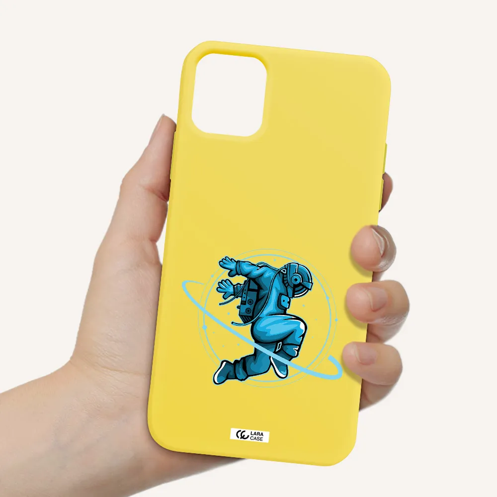 a cartoon of a man skating Apple iPhone 11 Silicone canary yellow Case