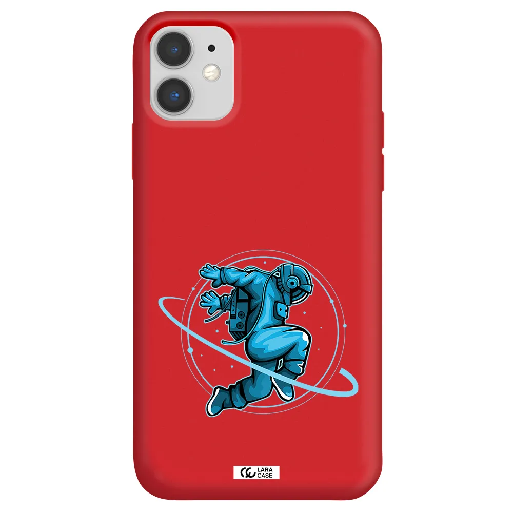 a cartoon of a man skating Apple iPhone 11 Silicone Imperial Red Case