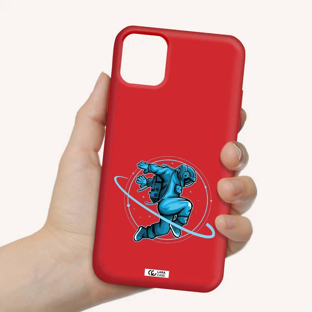 a cartoon of a man skating Apple iPhone 11 Silicone Imperial Red Case
