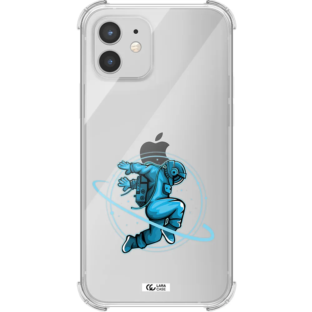 a cartoon of a man skating Apple iPhone 12 Clear PC Case