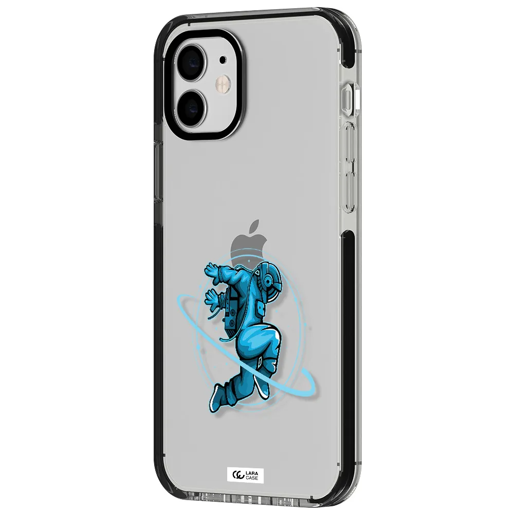 a cartoon of a man skating Apple iPhone 12 impact black border Case