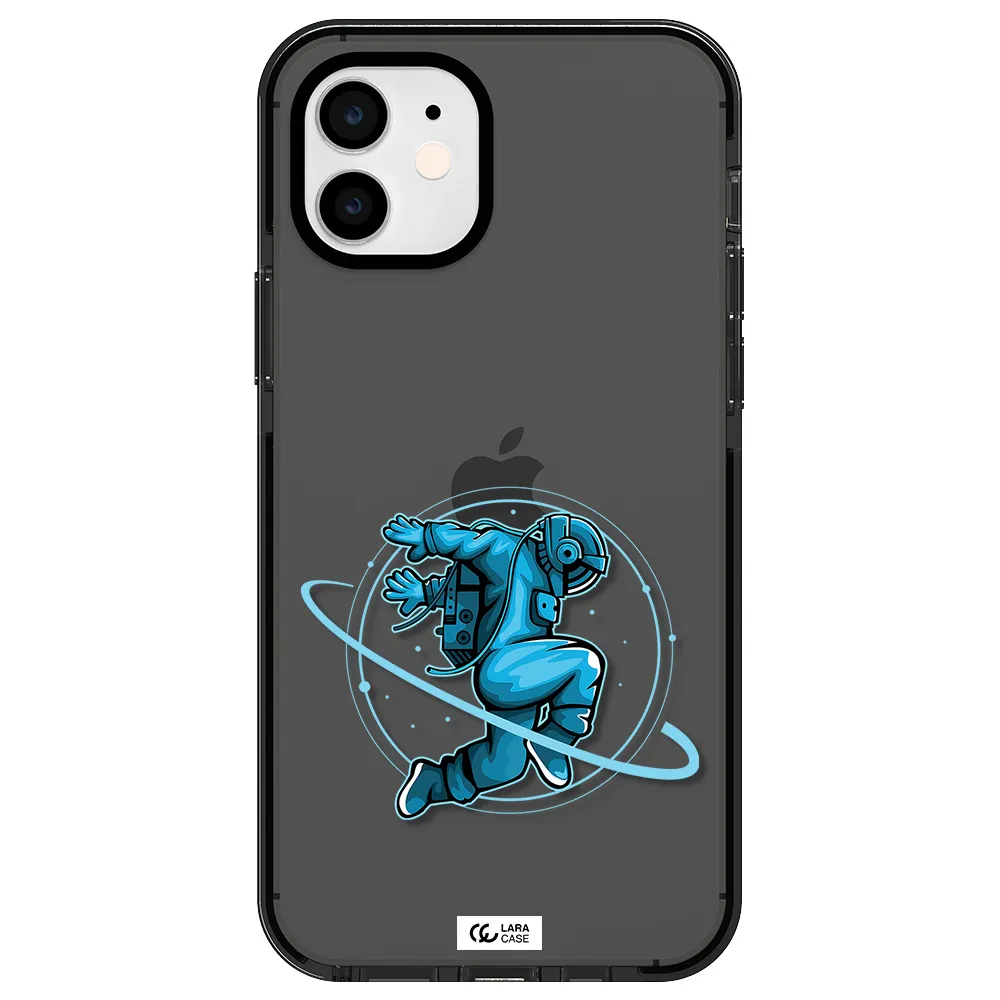 a cartoon of a man skating Apple iPhone 12 impact Smoke Black Case