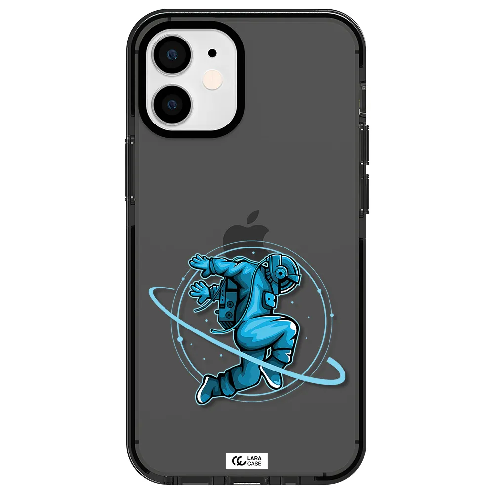 a cartoon of a man skating Apple iPhone 12 mini impact Smoke Black Case