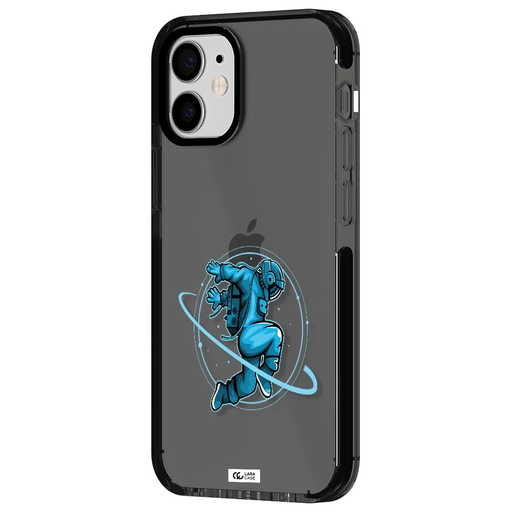 a cartoon of a man skating Apple iPhone 12 mini impact Smoke Black Case