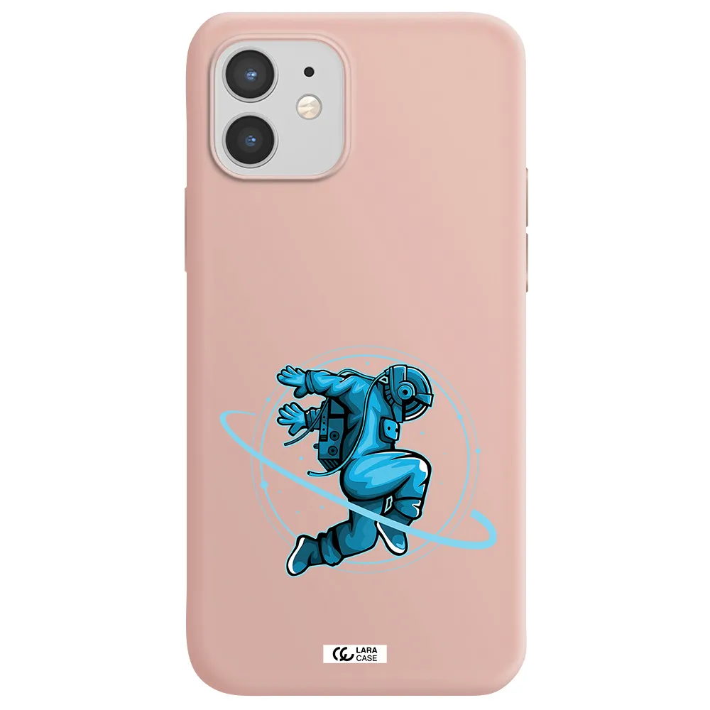 a cartoon of a man skating Apple iPhone 12 mini Silicone pastel pink Case
