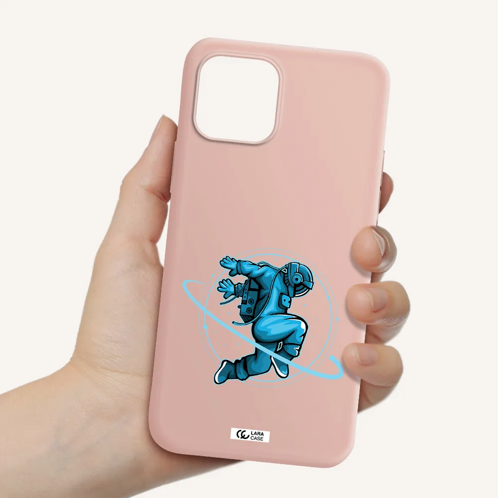 a cartoon of a man skating Apple iPhone 12 mini Silicone pastel pink Case