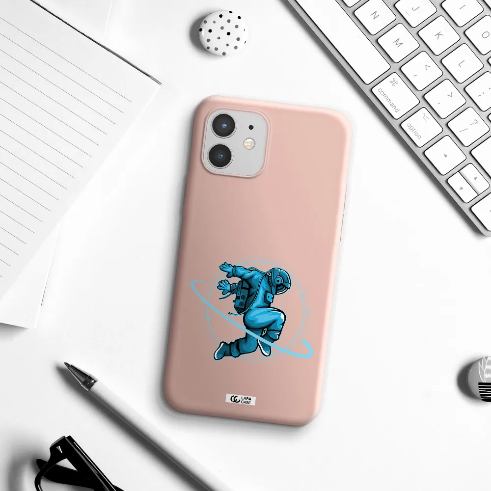 a cartoon of a man skating Apple iPhone 12 mini Silicone pastel pink Case