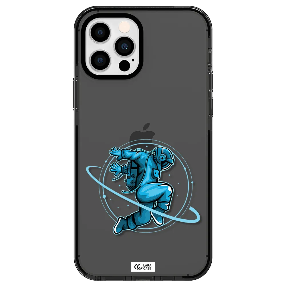 a cartoon of a man skating Apple iPhone 12 pro impact Smoke Black Case