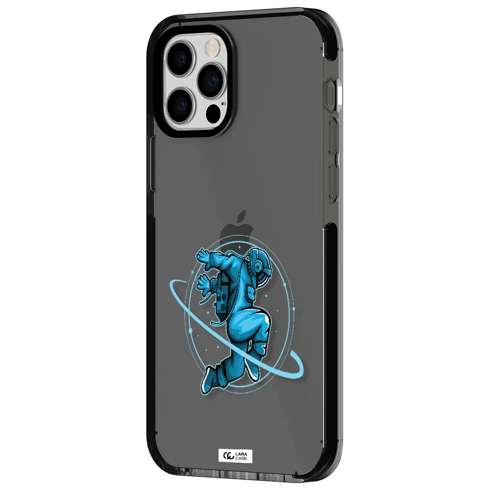 a cartoon of a man skating Apple iPhone 12 pro impact Smoke Black Case