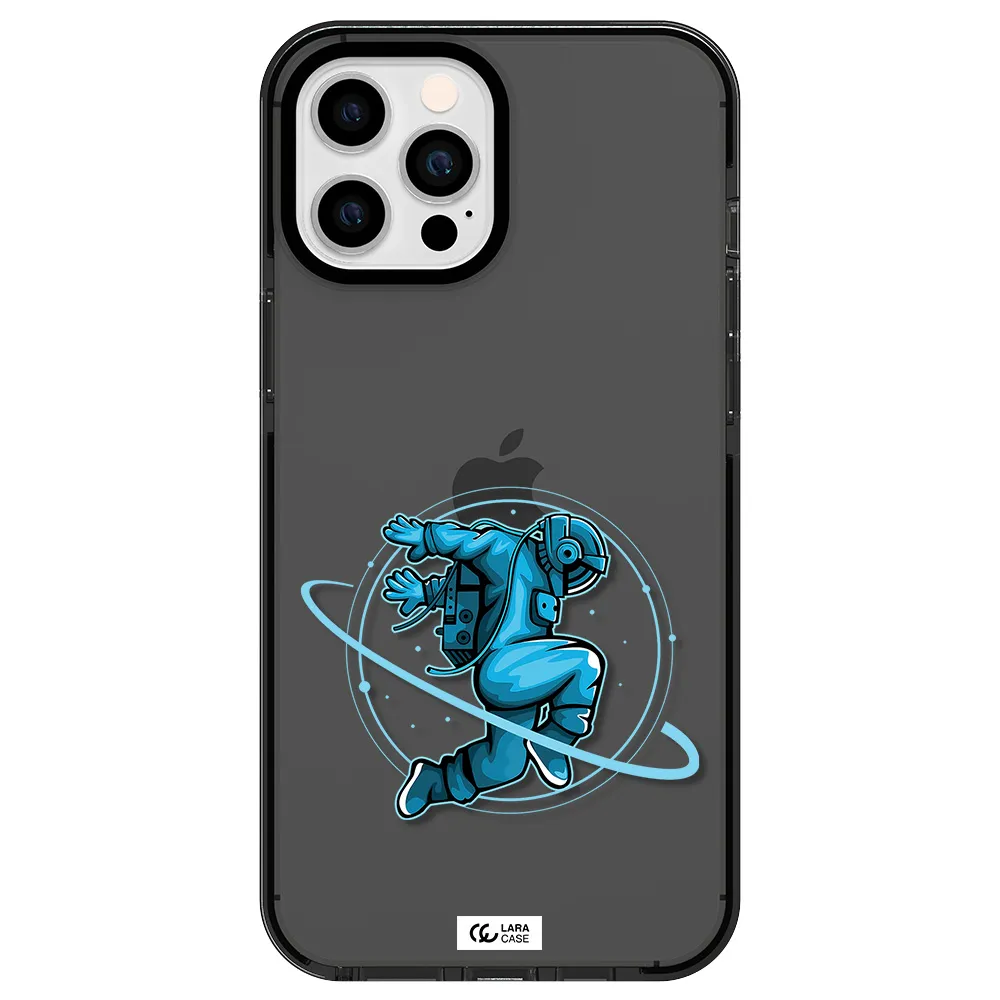 a cartoon of a man skating Apple iPhone 12 pro max impact Smoke Black Case