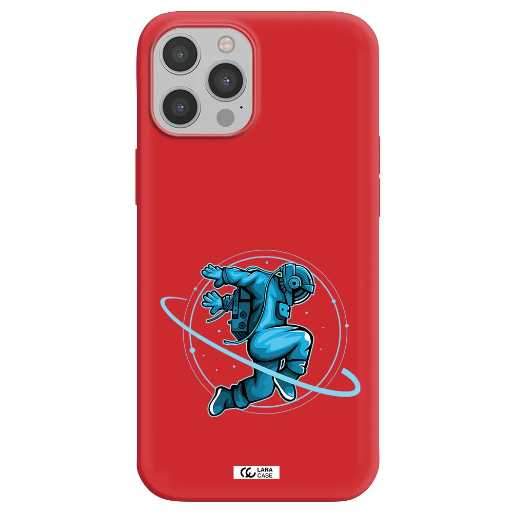 a cartoon of a man skating Apple iPhone 12 pro max Silicone Imperial Red Case