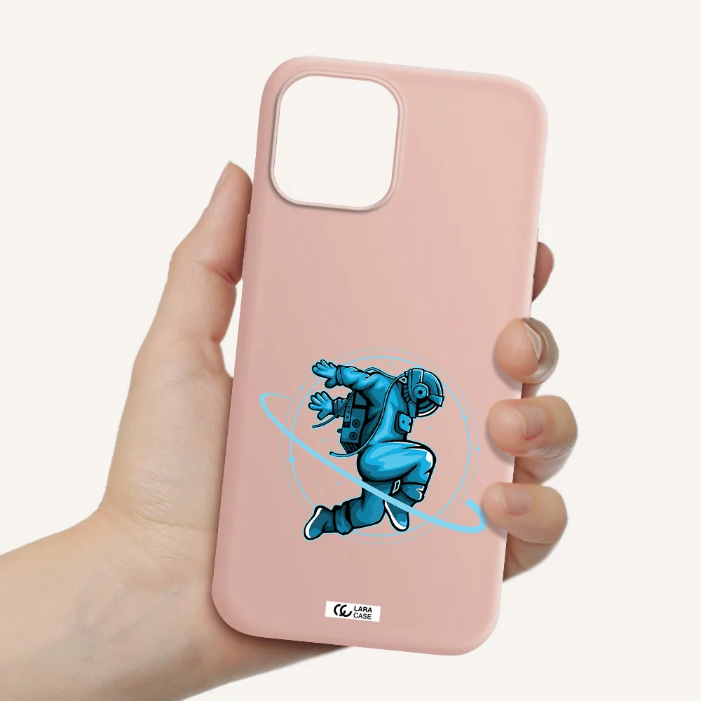 a cartoon of a man skating Apple iPhone 12 pro max Silicone pastel pink Case