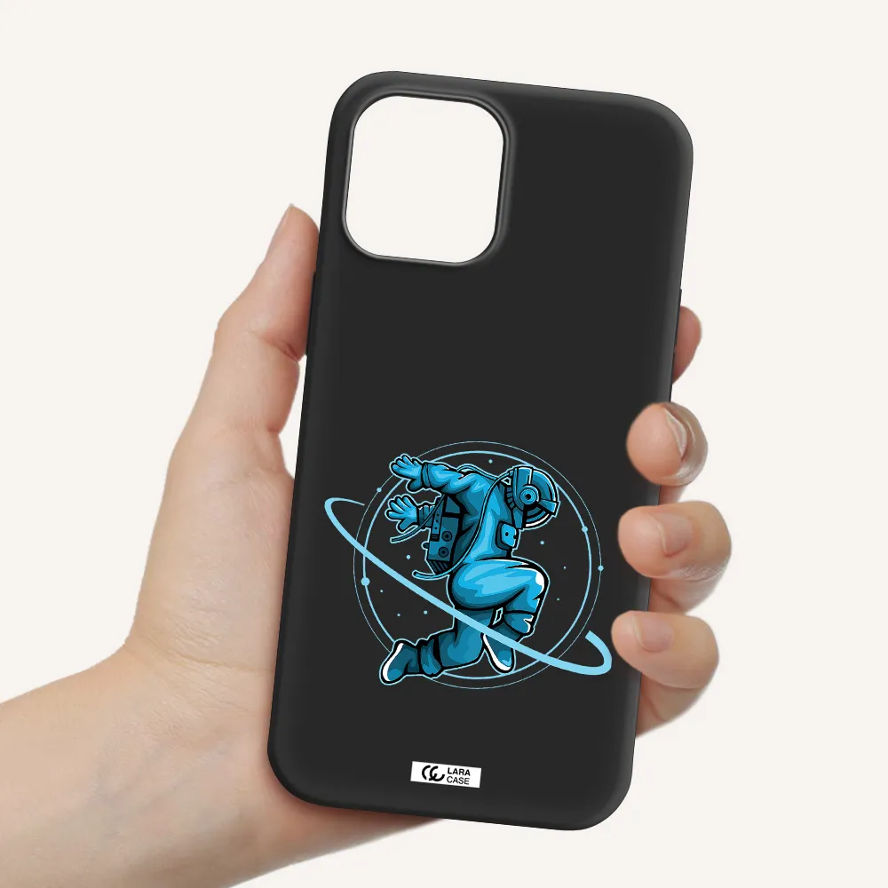 a cartoon of a man skating Apple iPhone 12 pro Silicone black Case