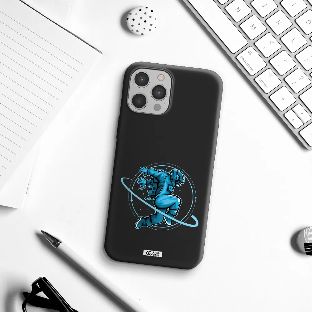 a cartoon of a man skating Apple iPhone 12 pro Silicone black Case
