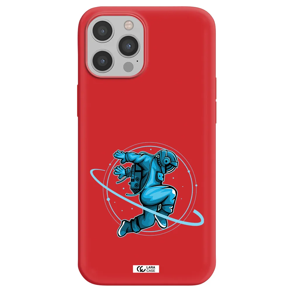 a cartoon of a man skating Apple iPhone 12 pro Silicone Imperial Red Case