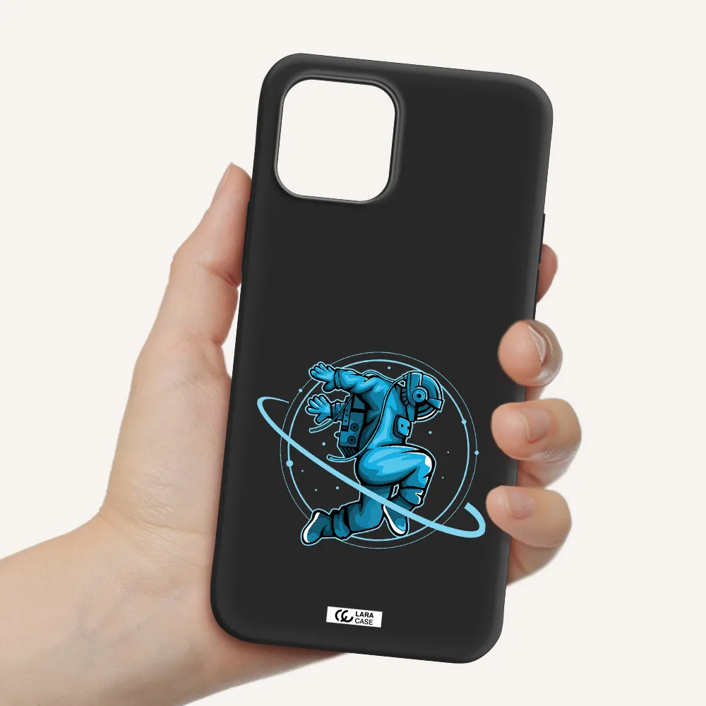 a cartoon of a man skating Apple iPhone 12 Silicone black Case