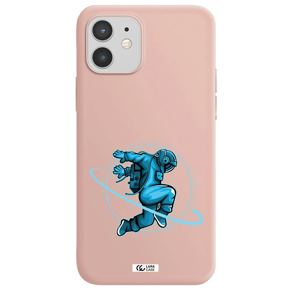 a cartoon of a man skating Apple iPhone 12 Silicone pastel pink Case
