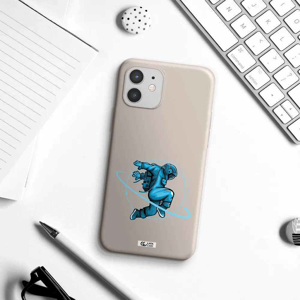 a cartoon of a man skating Apple iPhone 12 Silicone Stone Case
