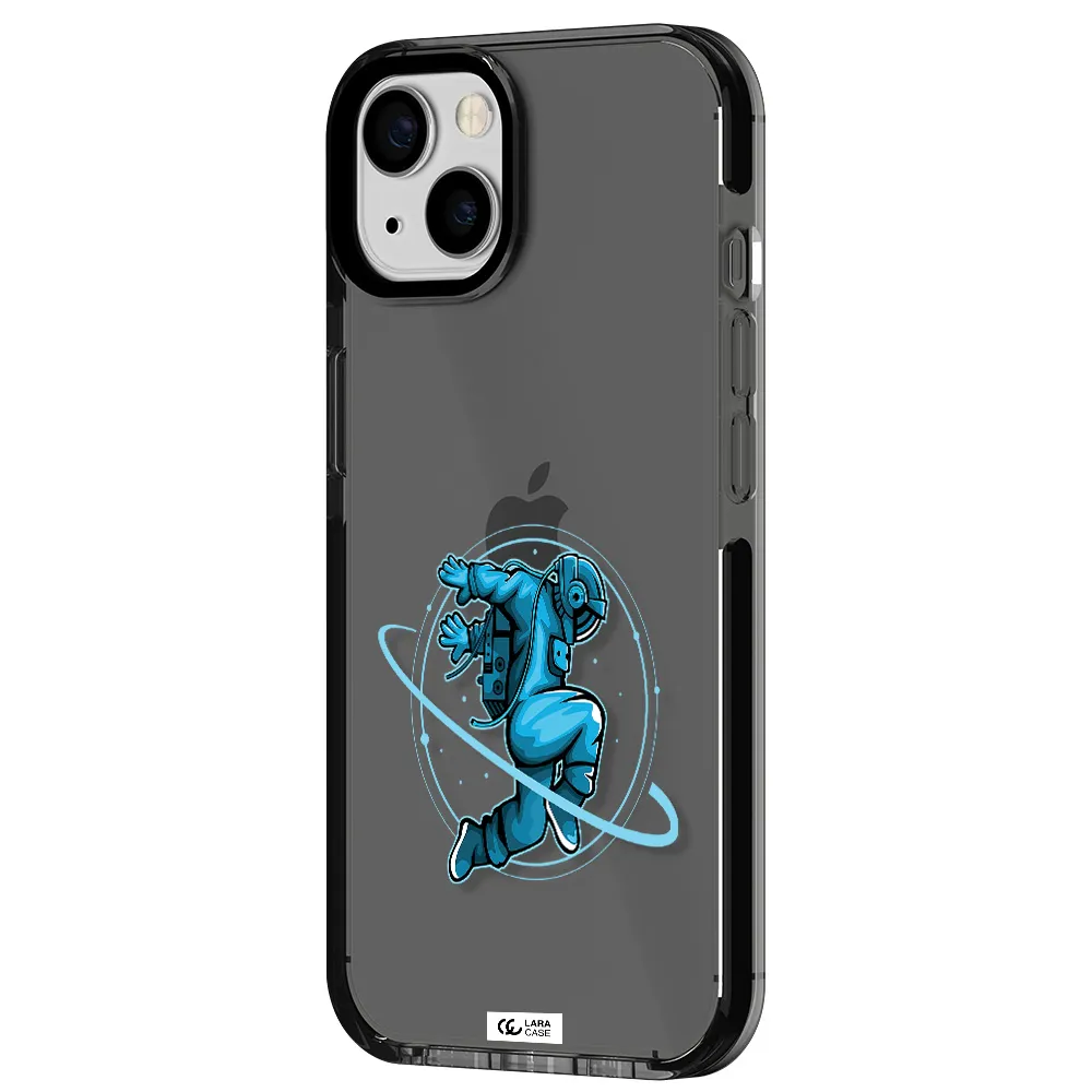 a cartoon of a man skating Apple iPhone 13 impact Smoke Black Case