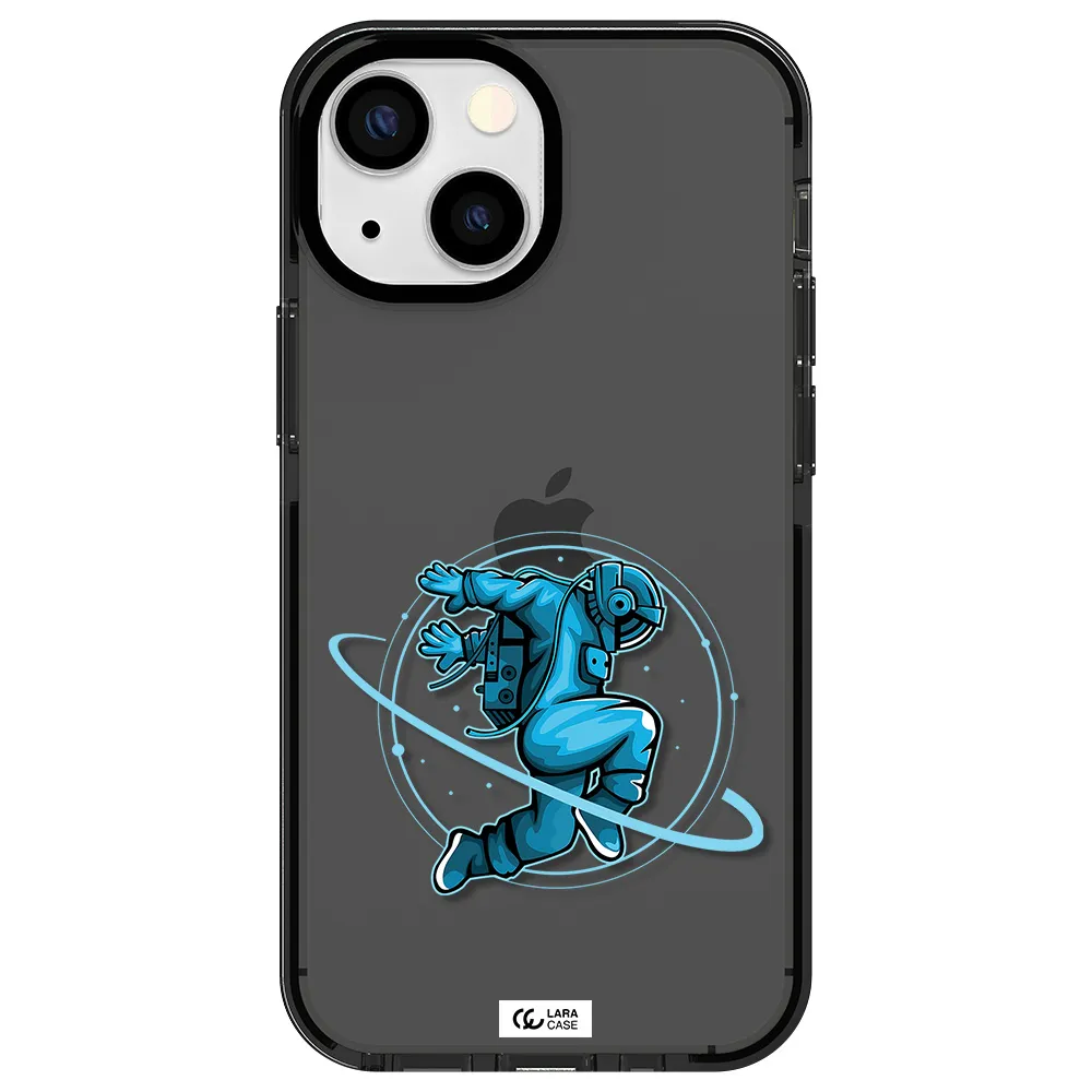 a cartoon of a man skating Apple iPhone 13 mini impact Smoke Black Case