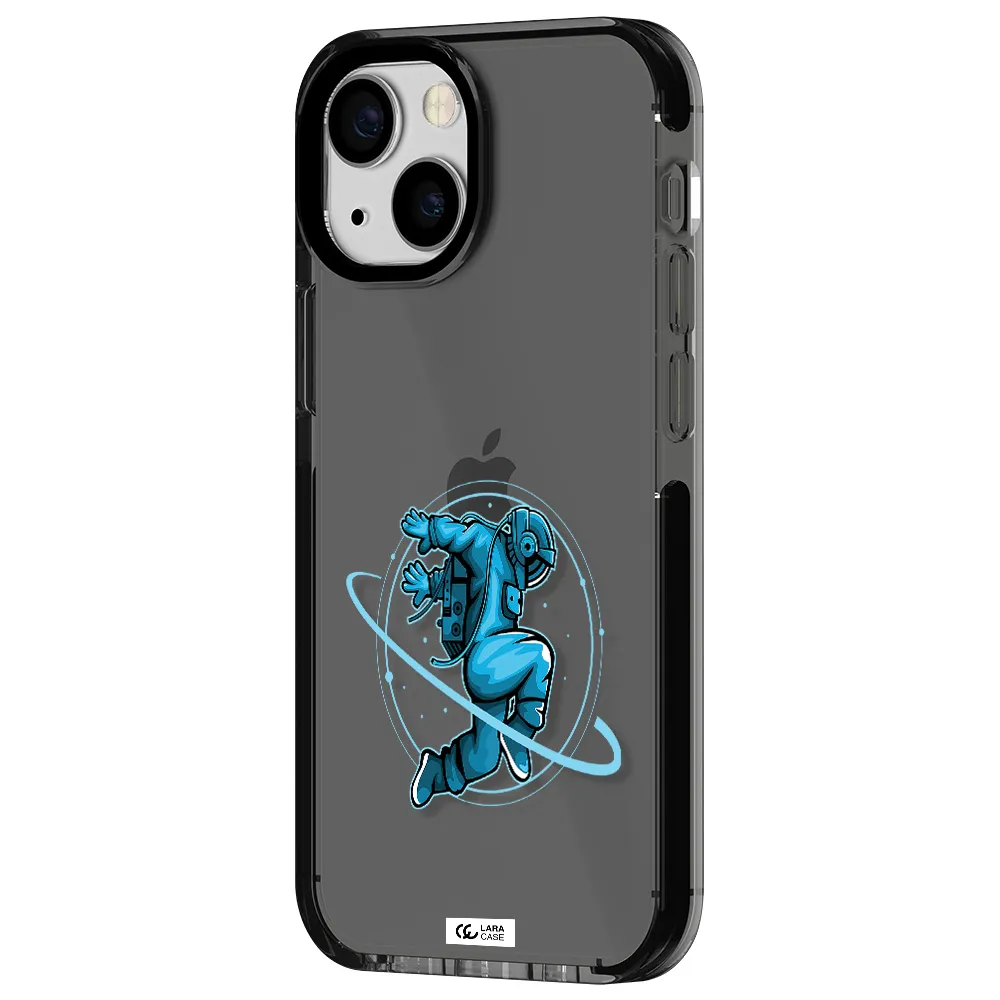 a cartoon of a man skating Apple iPhone 13 mini impact Smoke Black Case