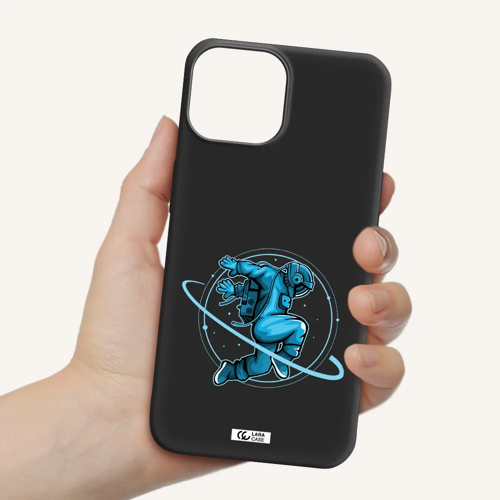 a cartoon of a man skating Apple iPhone 13 mini Silicone black Case