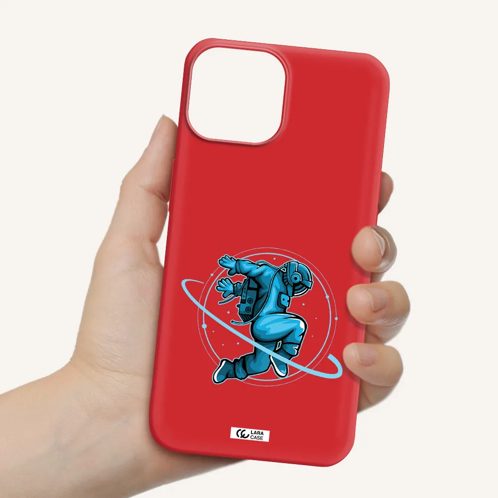 a cartoon of a man skating Apple iPhone 13 mini Silicone Imperial Red Case