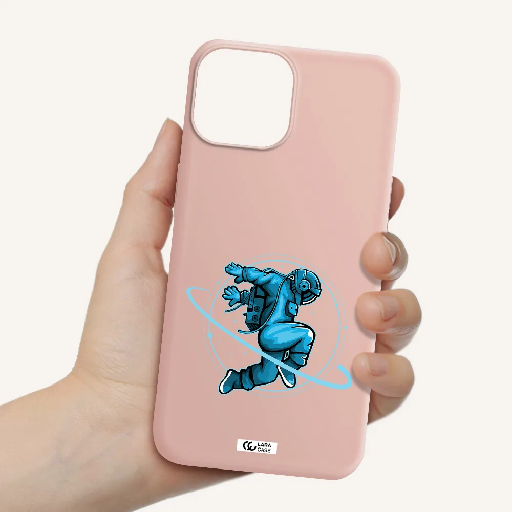 a cartoon of a man skating Apple iPhone 13 mini Silicone pastel pink Case