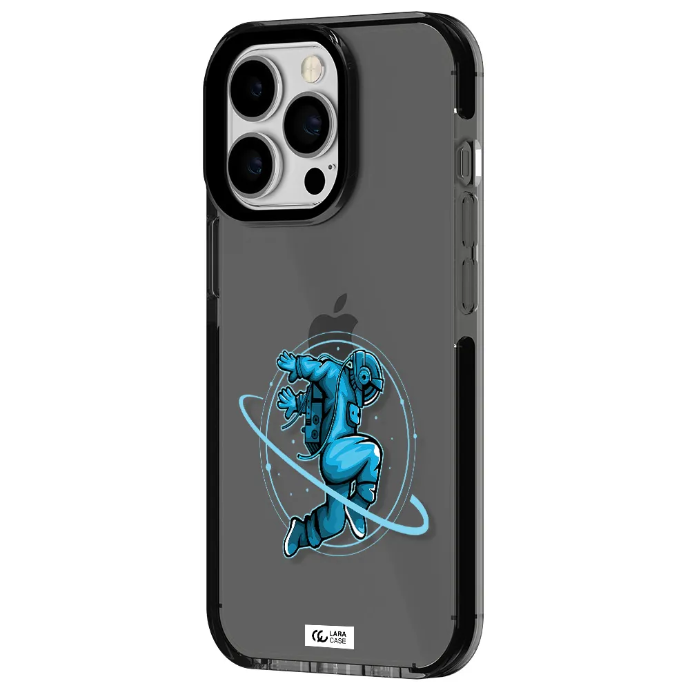 a cartoon of a man skating Apple iPhone 13 Pro impact Smoke Black Case