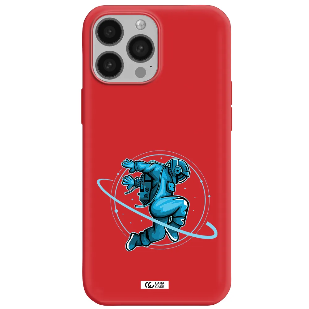 a cartoon of a man skating Apple iPhone 13 Pro Max Silicone Imperial Red Case