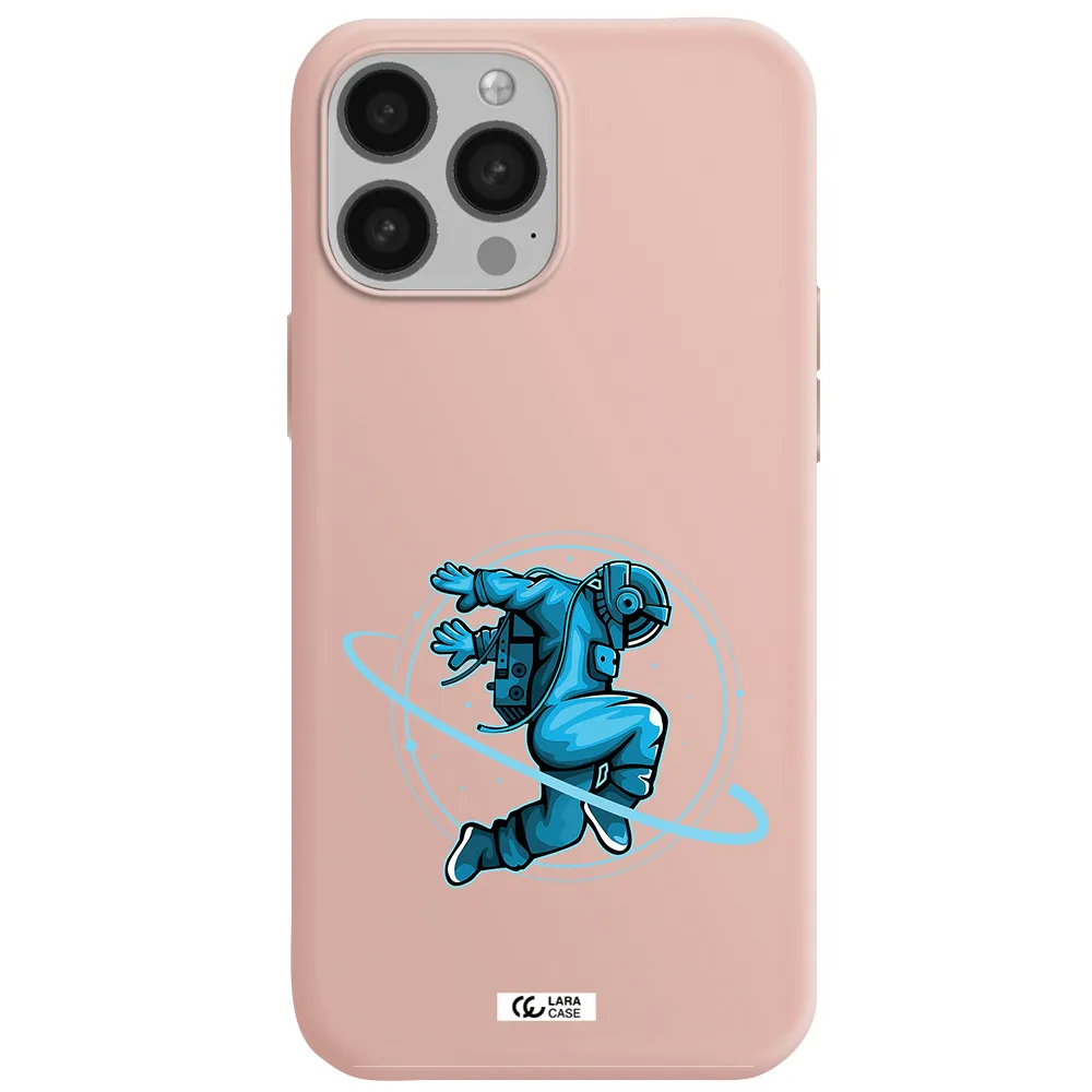a cartoon of a man skating Apple iPhone 13 Pro Max Silicone pastel pink Case
