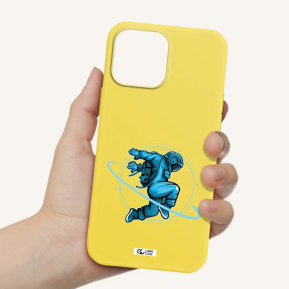 a cartoon of a man skating Apple iPhone 13 Pro Silicone canary yellow Case
