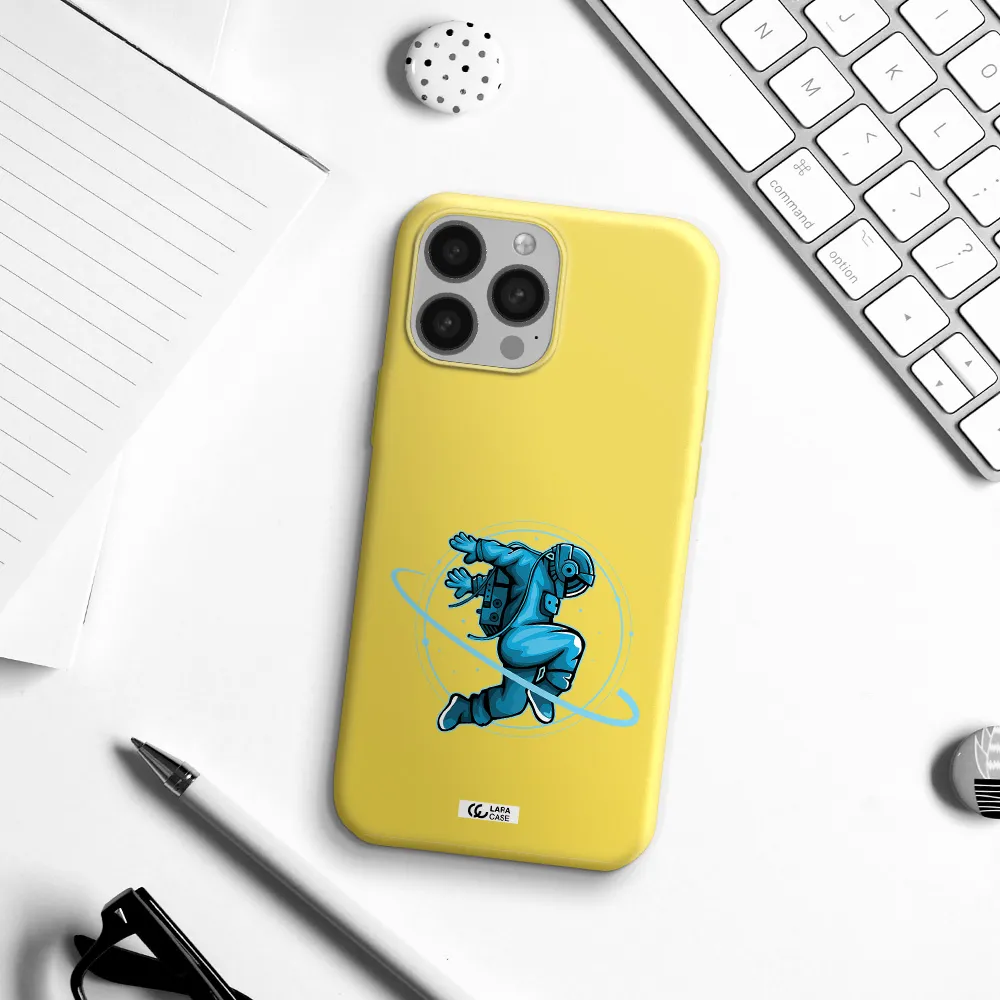 a cartoon of a man skating Apple iPhone 13 Pro Silicone canary yellow Case