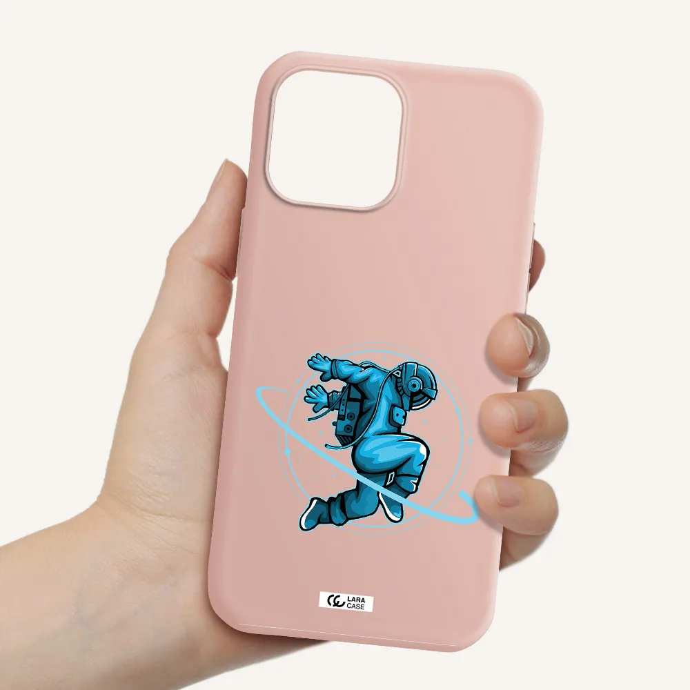 a cartoon of a man skating Apple iPhone 13 Pro Silicone pastel pink Case
