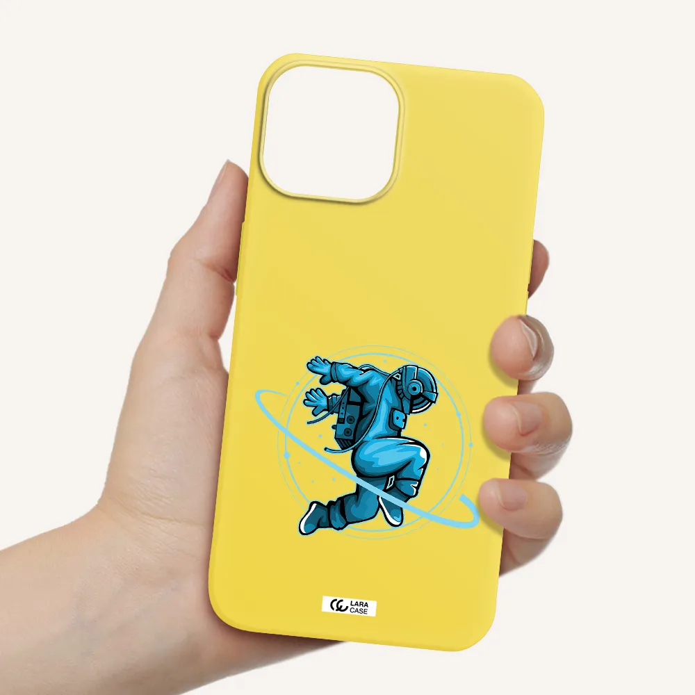 a cartoon of a man skating Apple iPhone 13 Silicone canary yellow Case